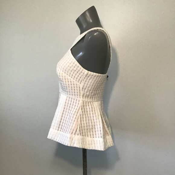 Maeve Basket Weave Peplum Pleated Sleeveless Halter Top  Size 4 - Picture 6 of 12
